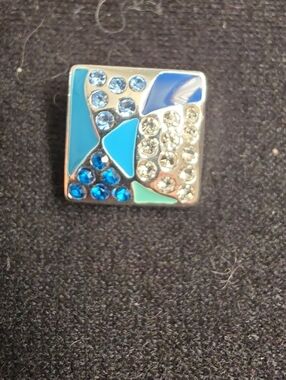 STYLE DOTS Blue Mosaic Crystal Square Snap - Women Jewelry